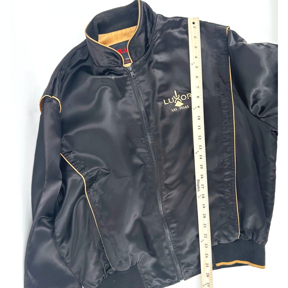 VTG M.A.P 80s Satin Bomber Luxor Las Vegas XL Jacket Zip Made In USA Embroidered - Picture 7 of 7